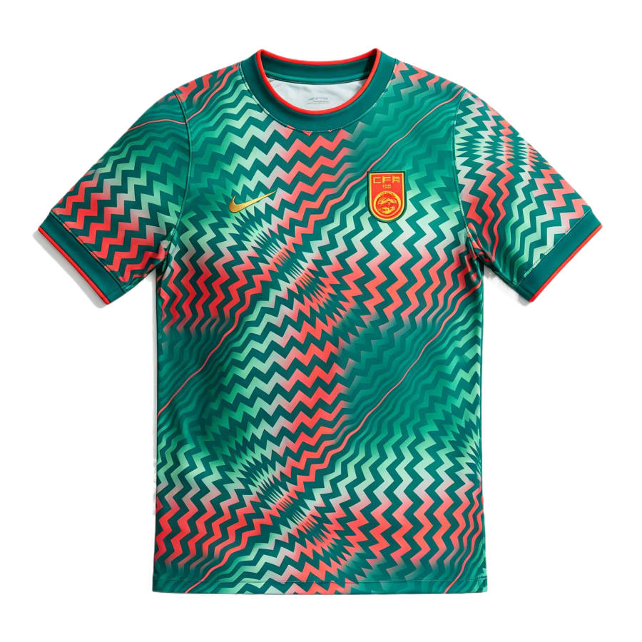 Nike Nike China National Team Soccer Jerseys Men's Carnival Colorway/Rising Emerald Green/Bright Dark Red/Ochre Yellow Crew Neck Moderate