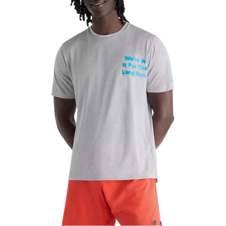 New Balance New Balance Essential Graphic T Shirts Men's Sport Gray Crew Neck Moderate