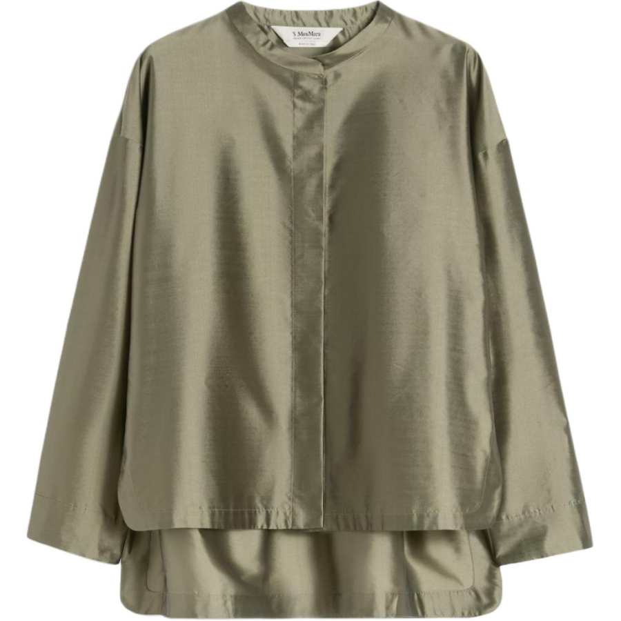 'S MAX MARA Shirts Women's Sage Green Stand Collar Moderate Other