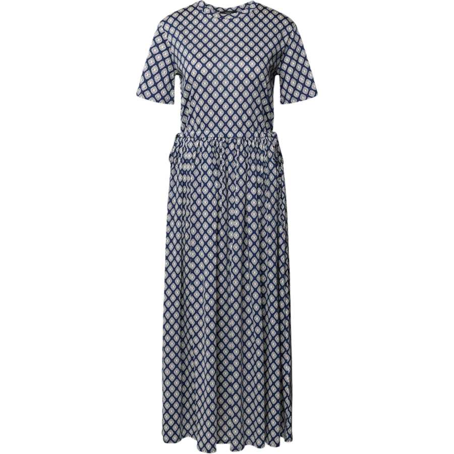 WEEKEND MaxMara Short Sleeved Dresses Women's Dark Blue Crew Neck Moderate Long Skirt Other