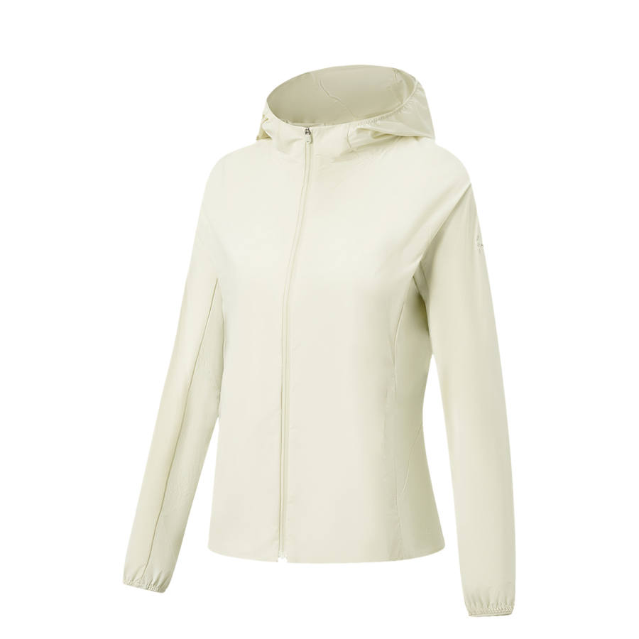 Li-Ning Li Ning Gold Logo | Sun Protection Clothing Women's Porcelain Secret White Hooded Non Detachable Moderate