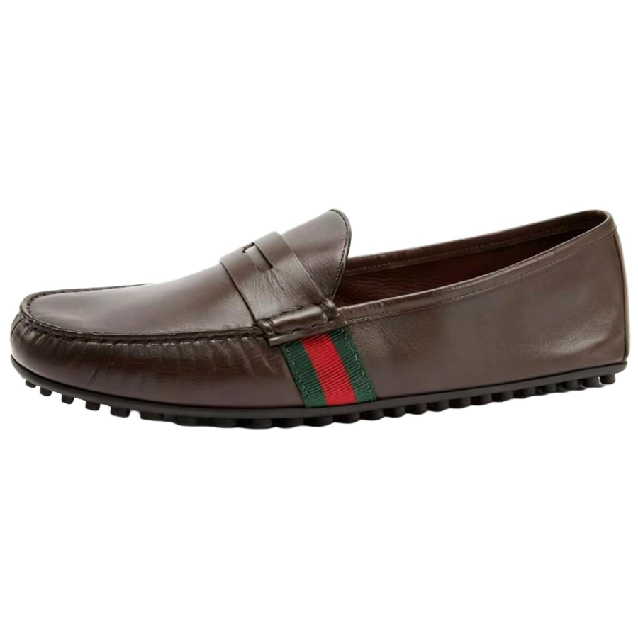 GUCCI Casual Leather Shoes Men's Low Top Brown