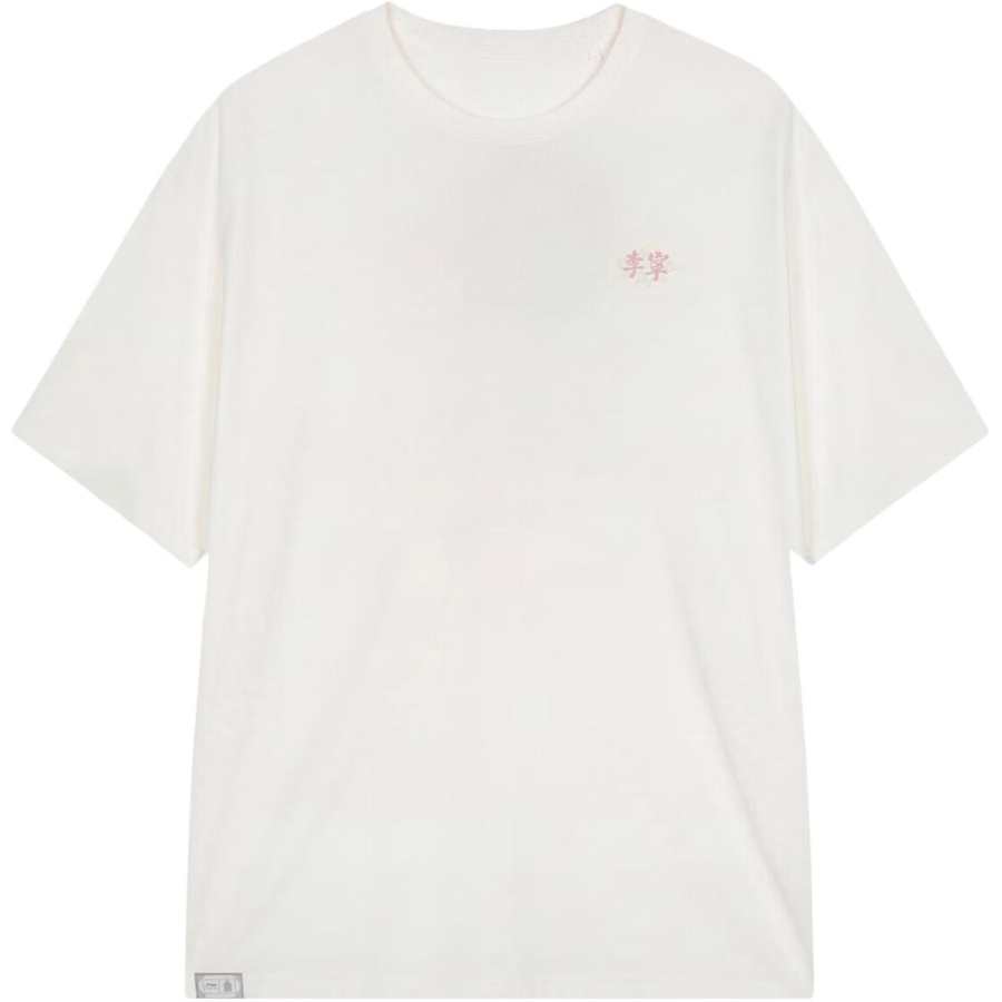 Li-Ning Li Ning Sports Trendy Collection T Shirts Women's Ivory Crew Neck Moderate Straight Fit