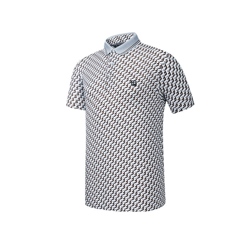 FILA Golf Polo Shirts Men's All Over Print Polo Collar Moderate Straight Fit