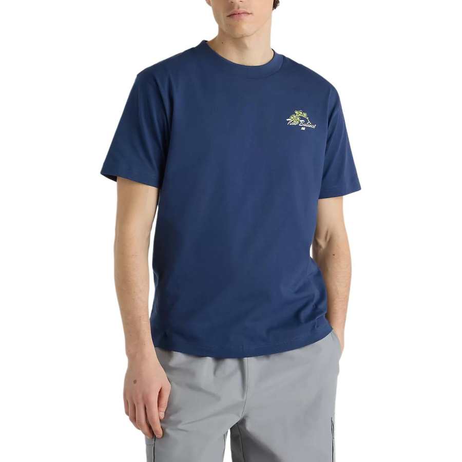 New Balance New Balance T Shirts Men's Marine Blue Crew Neck Moderate