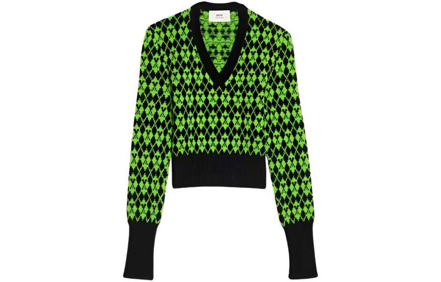 AMIPARIS Intarsia-knit V-neck Jumper