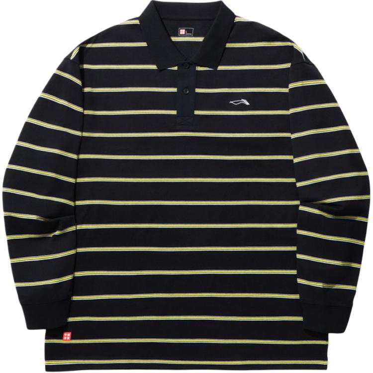 Li-Ning Li Ning Polo Shirts Men's Black Radiant Yellow Standard White Aurora Blue APLU789 5 Polo Collar Moderate Straight Fit