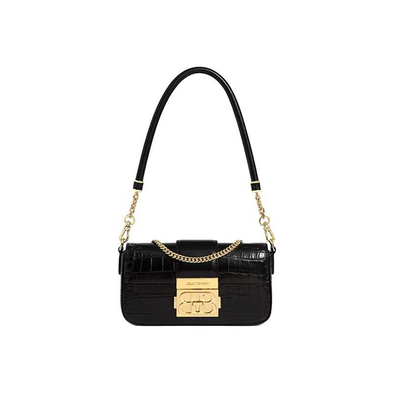 JELLYTOYBOY Artificial Leather Harmonica Bag Shoulder Bag Small Women's Black/White/Silver