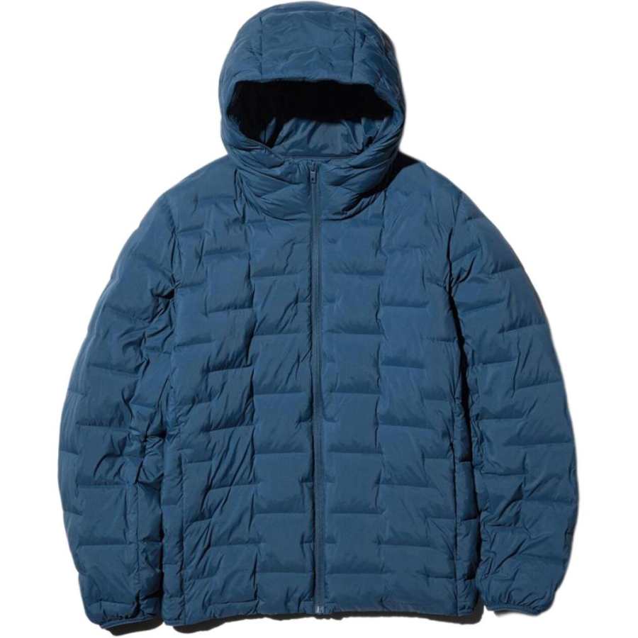 UNIQLO SS26 Puffer Jackets Men's Sea Blue Hooded Non Detachable Moderate