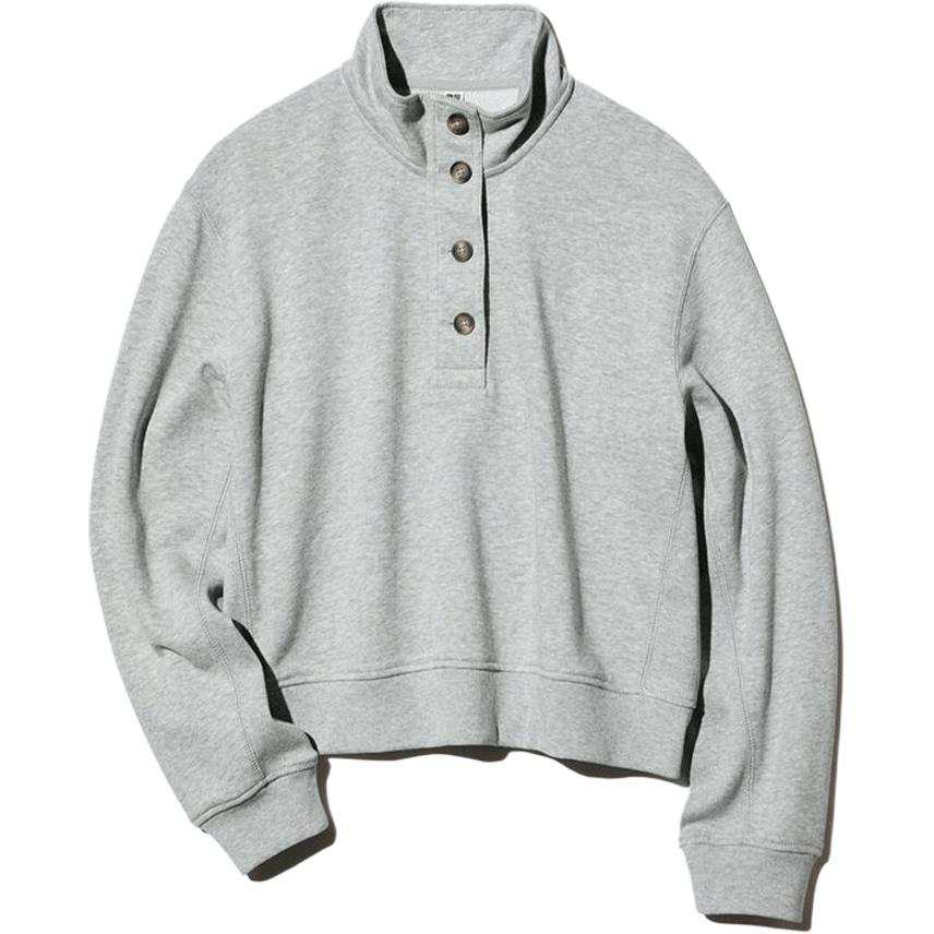 UNIQLO Sweatshirts Women's 03 Gray Stand Collar Moderate