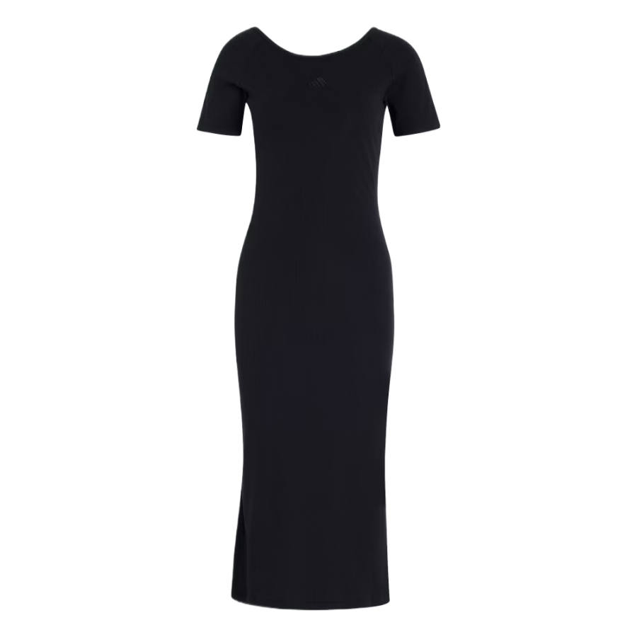 Adidas Adidas Short Sleeved Dresses Women's Black Crew Neck Moderate Long Skirt