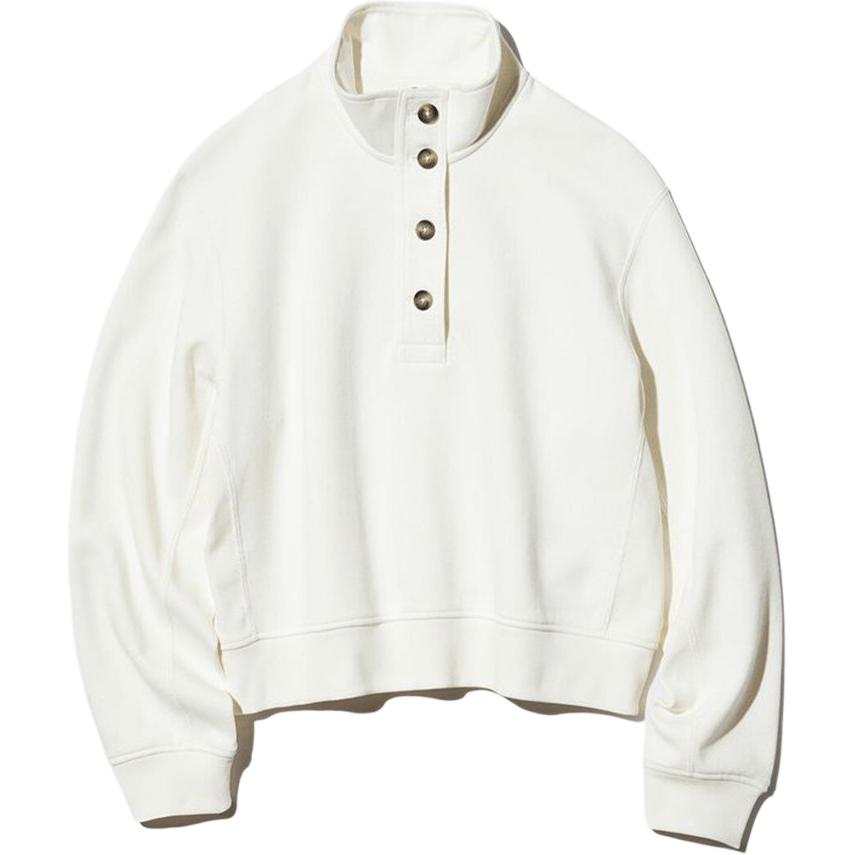 UNIQLO Sweatshirts Women's 01 Ivory Stand Collar Moderate Straight Fit