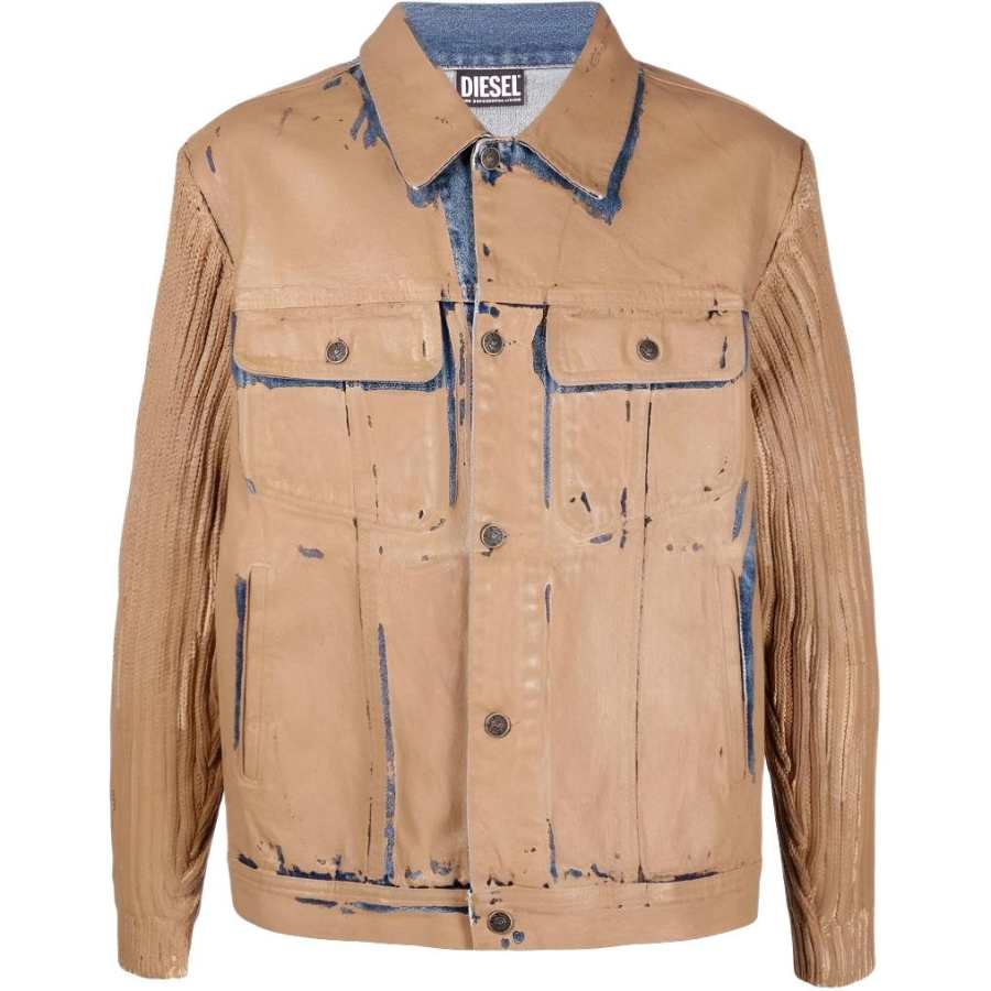 DIESEL Jackets Men's Yellow Lapel Moderate Straight Fit