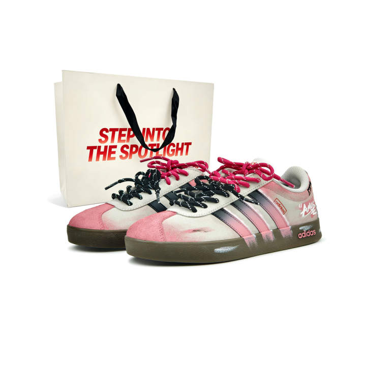 Adidas Adidas VL COURT 2.0 Skateboard Shoes Unisex Low Top Pink, Gray, Black, White