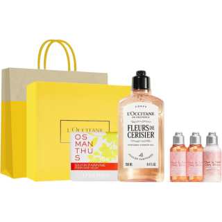 LOCCITANE Cherry Blossom Fragrance Shower Gel Soap Box Care Kits Aromatic Effects 2 Piece Set+Sample 3 Bottles
