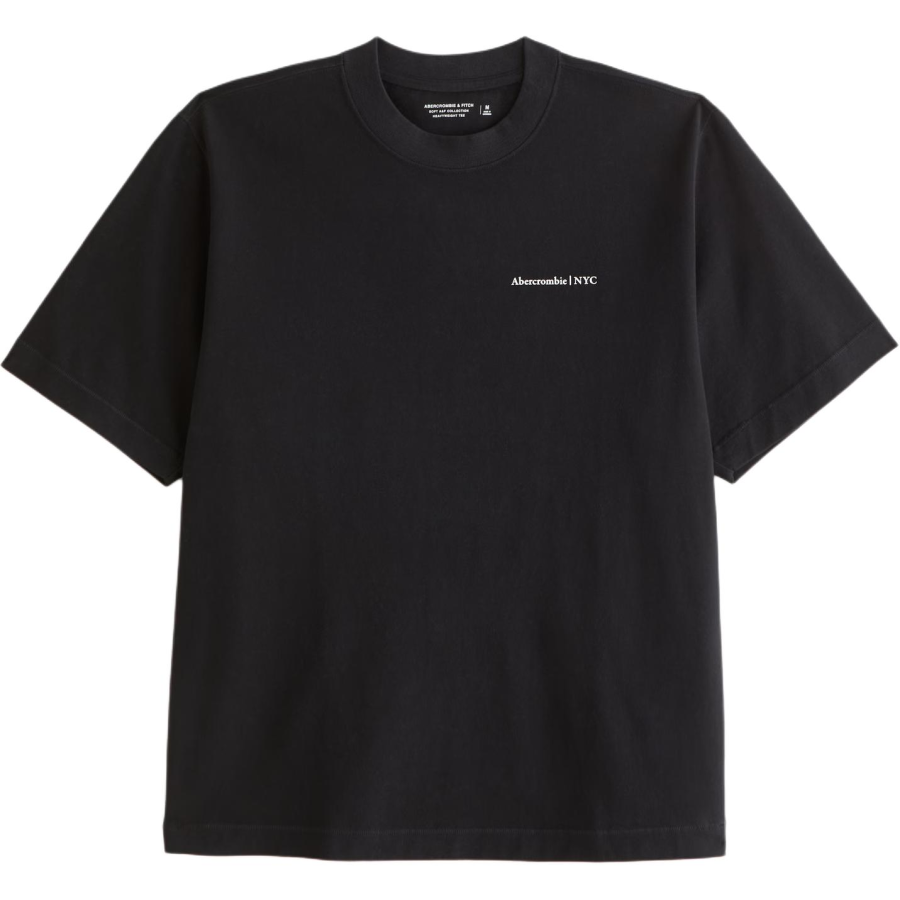 Abercrombie&Fitch T Shirts Men's Black Crew Neck Moderate