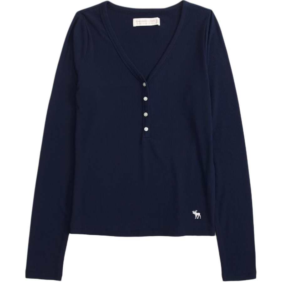 Abercrombie&Fitch T Shirts Women's Navy Blue V Neck Moderate