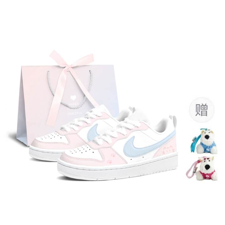 Nike Nike Court Borough Skateboard Shoes Women's Low Top Blue Pink