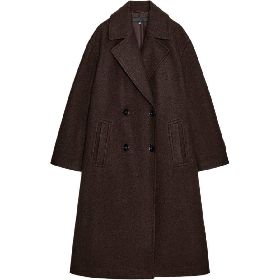 ZARA Coats Women's Brown Lapel Moderate