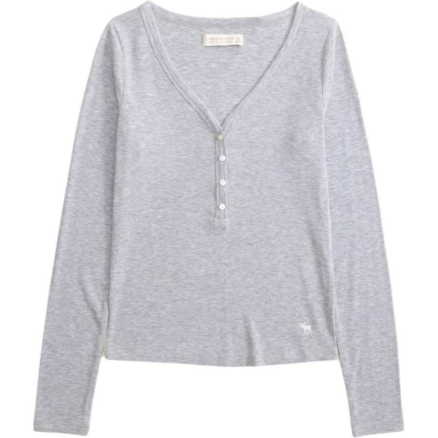 Abercrombie&Fitch T Shirts Women's Light Gray V Neck Moderate
