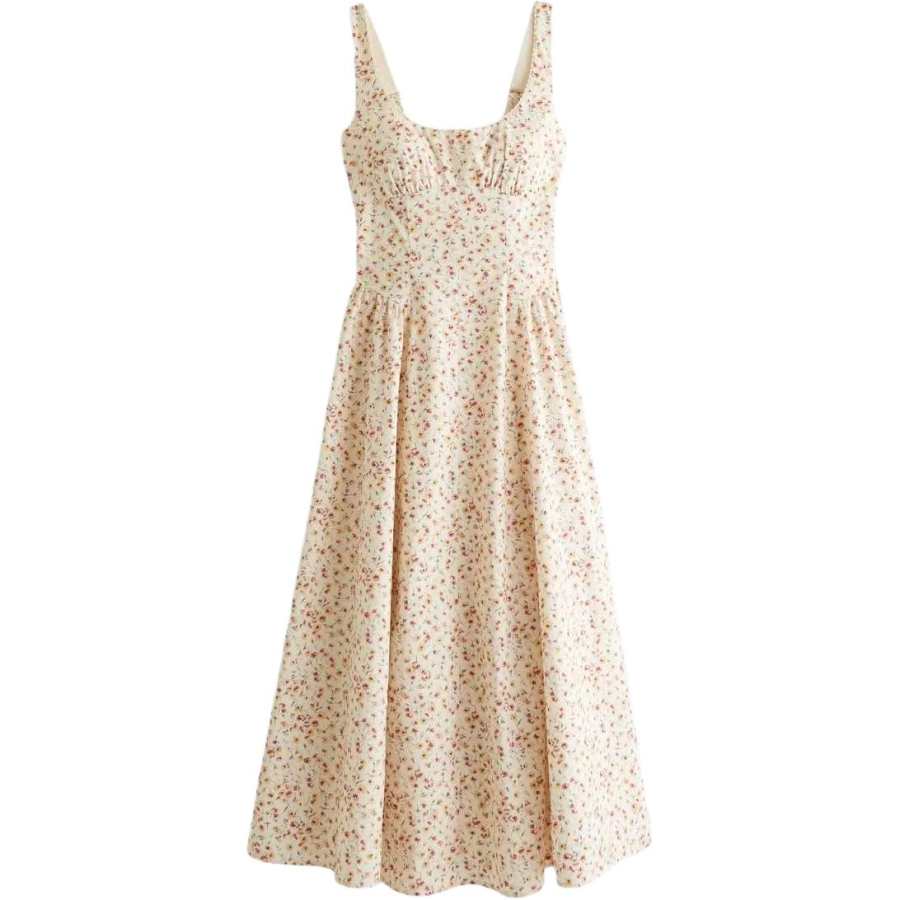Abercrombie&Fitch Sleeveless Dresses Women's Beige Floral Moderate Midi Skirt