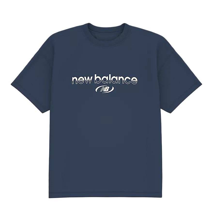 New Balance New Balance T Shirts Men's Marine Blue Crew Neck Moderate