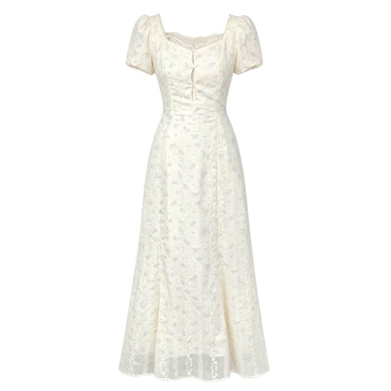 CPAURA Short Sleeved Dresses Women's Image Color Moderate Long Skirt A Line Skirt
