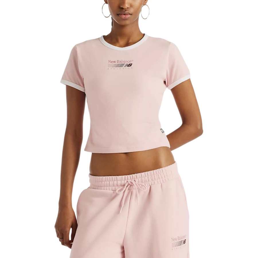 New Balance New Balance T Shirts Women's Pink Chalk Crew Neck Moderate