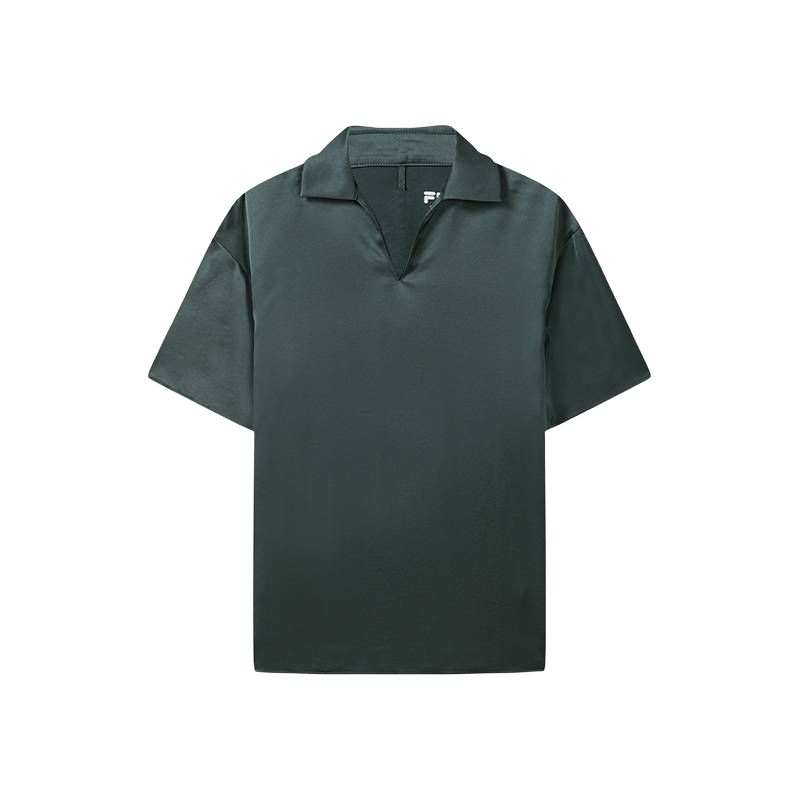 FILA X MOLANDI MILANO Polo Shirts Women's Dark Cyan Gray V Neck Moderate