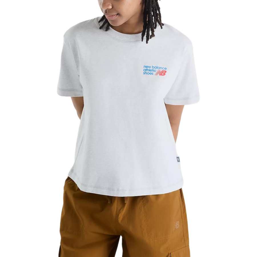 New Balance New Balance T Shirts Women's Gray Heather Multicolor Crew Neck Moderate