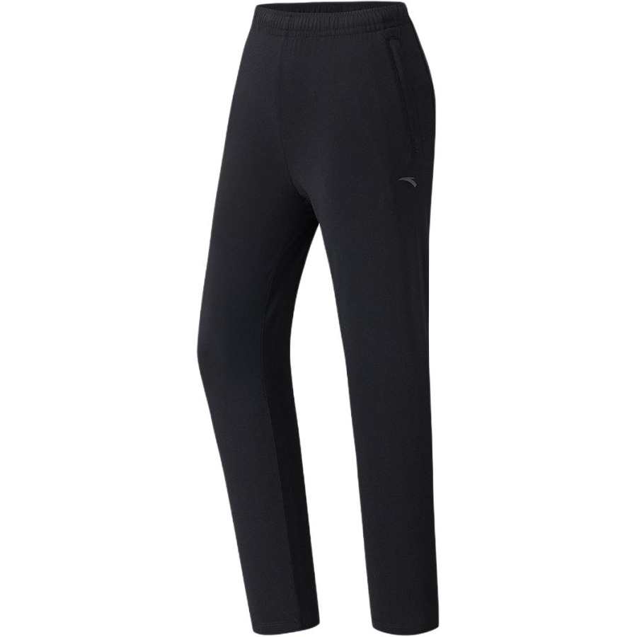 ANTA Knitted Sweatpants Women's Black Moderate Straight Fit Pants