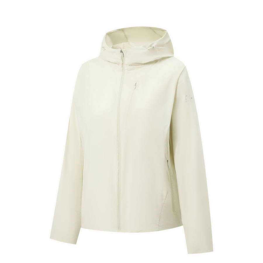 Li-Ning Li Ning Gold Logo | Sun Protection Clothing Women's Porcelain Secret White Hooded Non Detachable Moderate