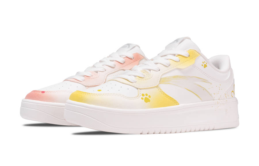 ANTA Skateboard Shoes Unisex Low Top White Yellow Gradient Color Block