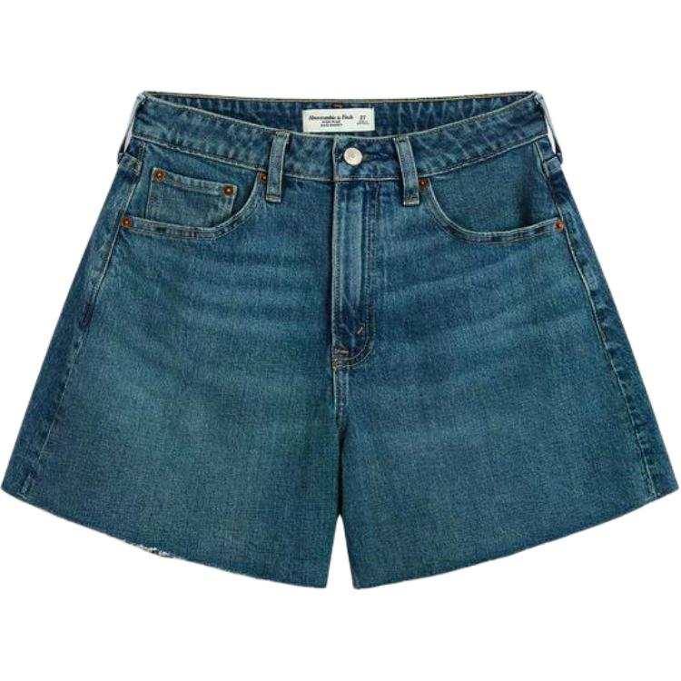 Abercrombie&Fitch Denim Shorts Women's Dark Blue Moderate Straight Fit Pants