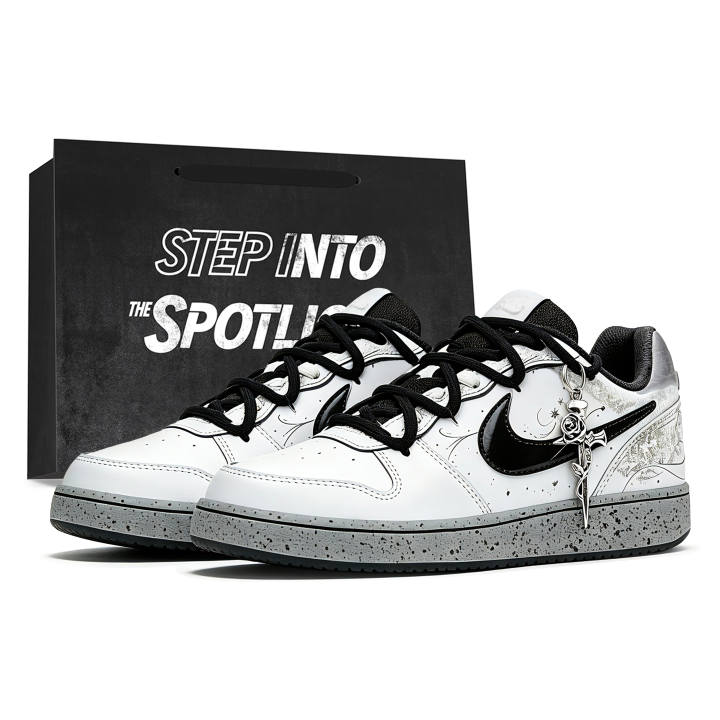 Nike Nike EBERNON Skateboard Shoes Men's Low Top Black/White/Gray