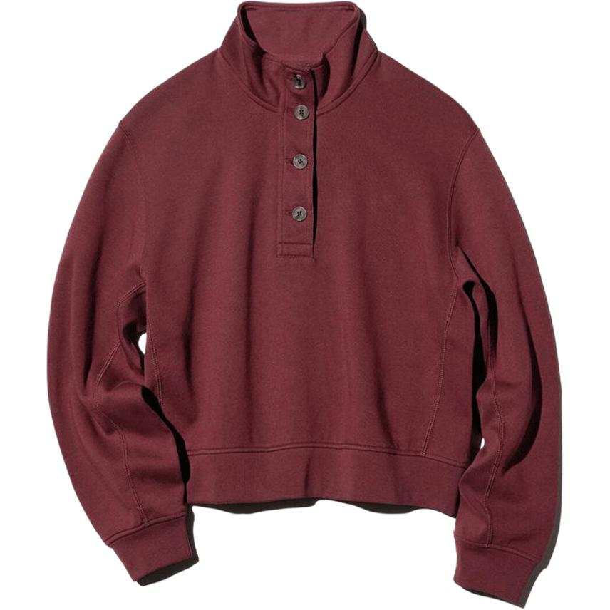 UNIQLO Sweatshirts Women's 19 Burgundy Stand Collar Moderate