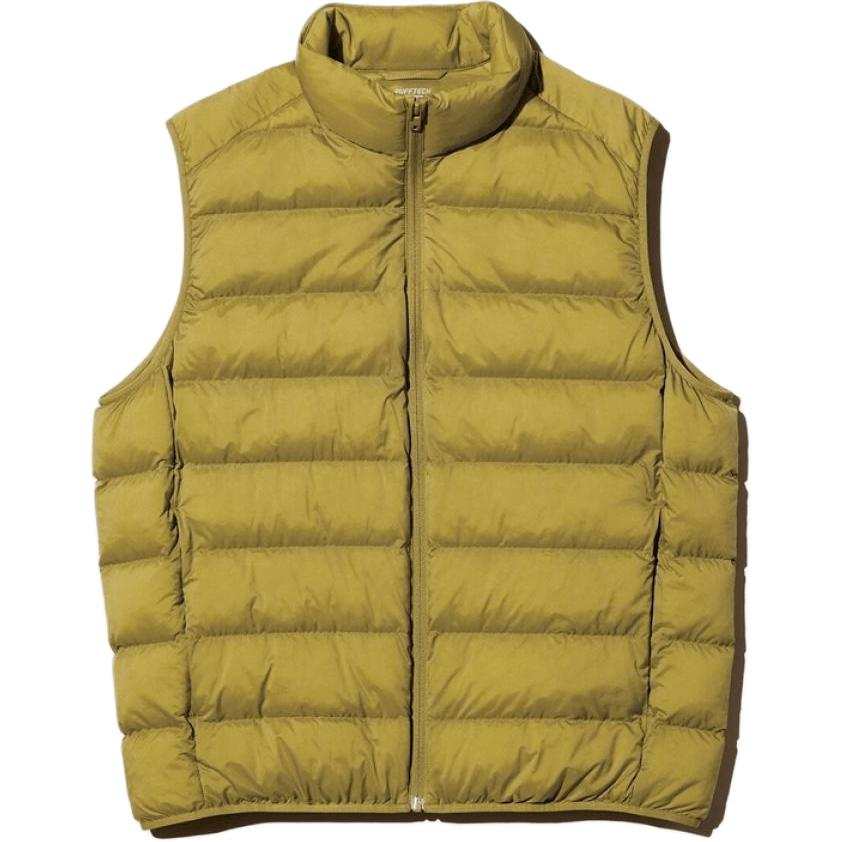 UNIQLO Vests Men's Lemon Yellow Stand Collar Moderate Straight Fit