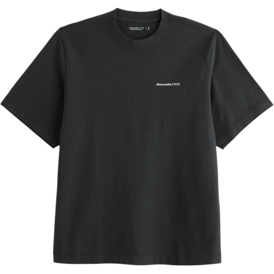 Abercrombie&Fitch T Shirts Men's Black Crew Neck Moderate
