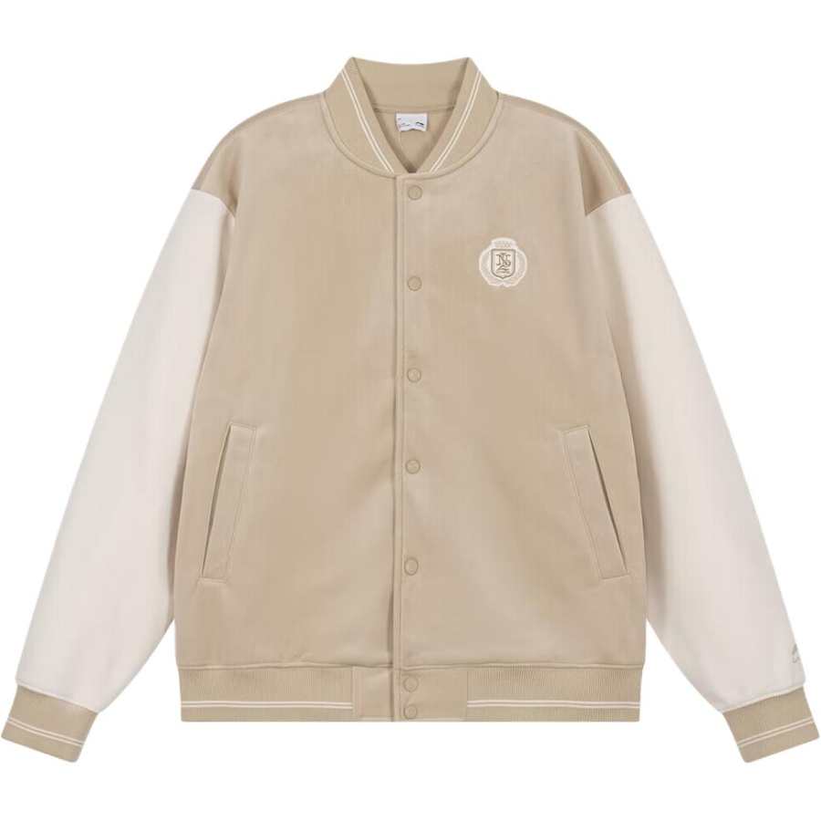 Li-Ning Li Ning Sports Trendy Collection Baseball Jerseys Men's Sand Khaki Baseball Collar Moderate Straight Fit
