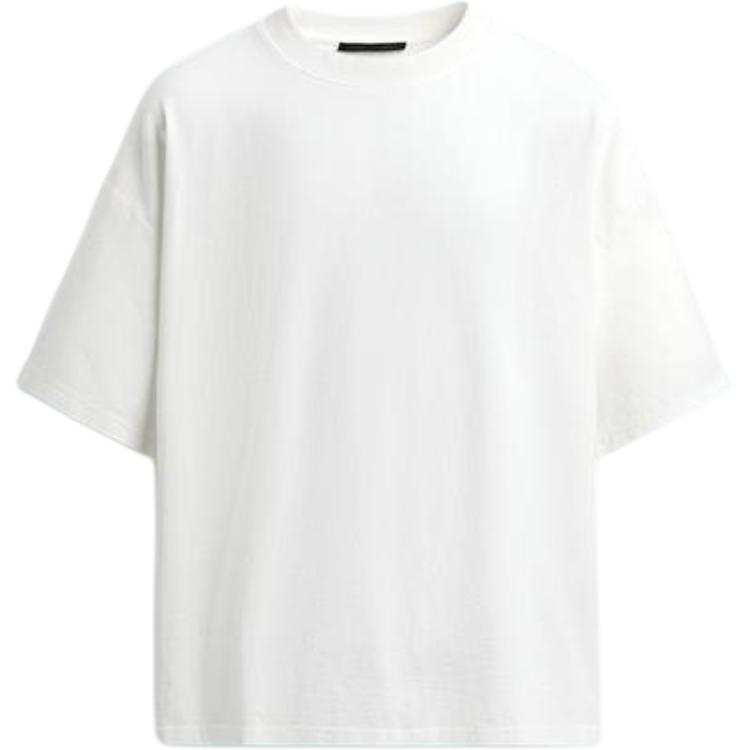 ZARA T Shirts Men's White Crew Neck Moderate Straight Fit
