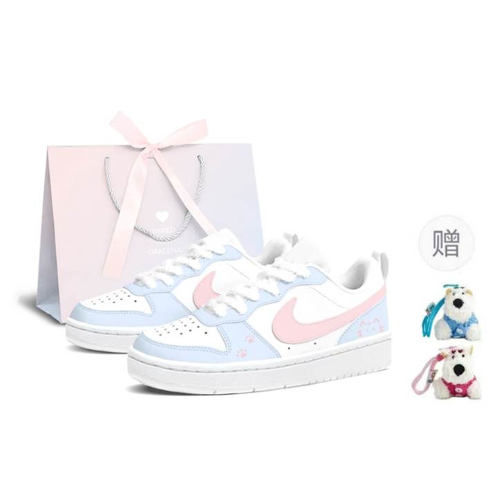 Nike Nike Court Borough Skateboard Shoes Women's Low Top Blue Pink