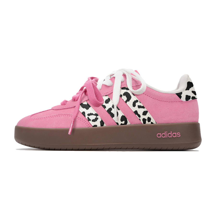 Adidas Adidas BARREDA Skateboard Shoes Women's Low Top Pink Leopard Print With Brown Base Color Block