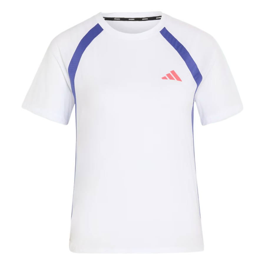 Adidas Adidas Running T Shirts Women's White/Double Indigo Crew Neck Moderate