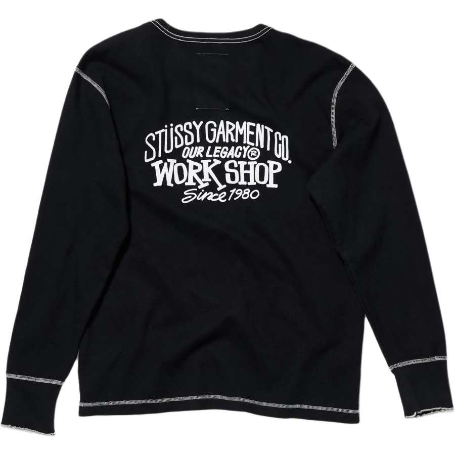 Stussy X OUR LEGACY OUR LEGACY T Shirts Unisex Cream Olive Green Crew Neck Straight Fit