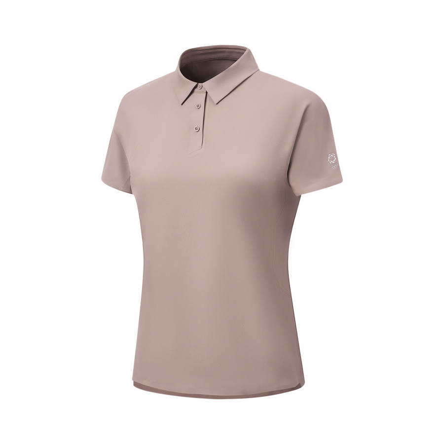 Li-Ning Li Ning Gold Logo | Polo Shirts Women's Sand Clay Purple Polo Collar Moderate Straight Fit