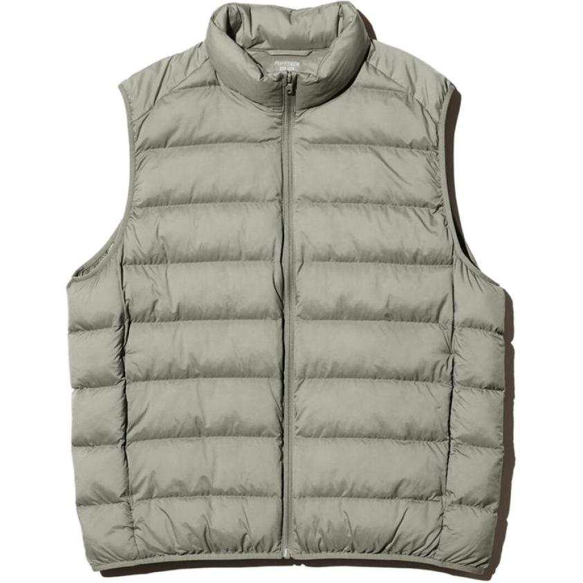 UNIQLO Vests Men's Dark Beige Stand Collar Moderate Straight Fit