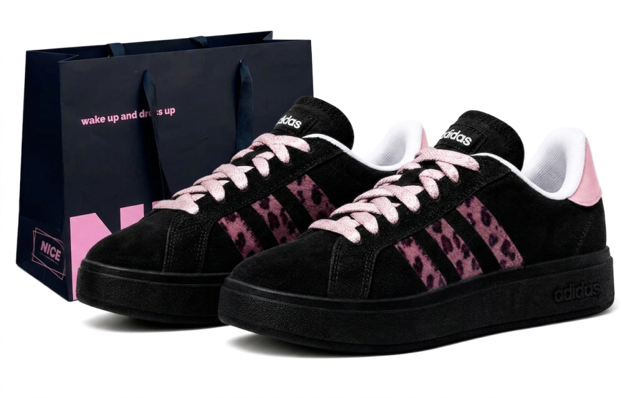 Adidas Adidas Grand Court Base 00s Skateboard Shoes Unisex Low Top Black/Pink