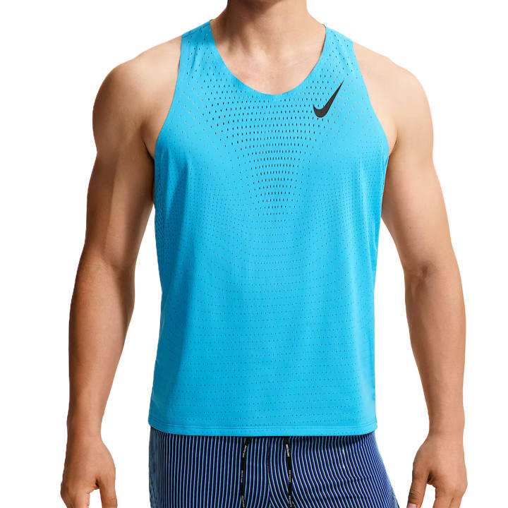 Nike Nike Dri FIT ADV Running Tank Tops Men's Light Blue/Black Crew Neck Moderate