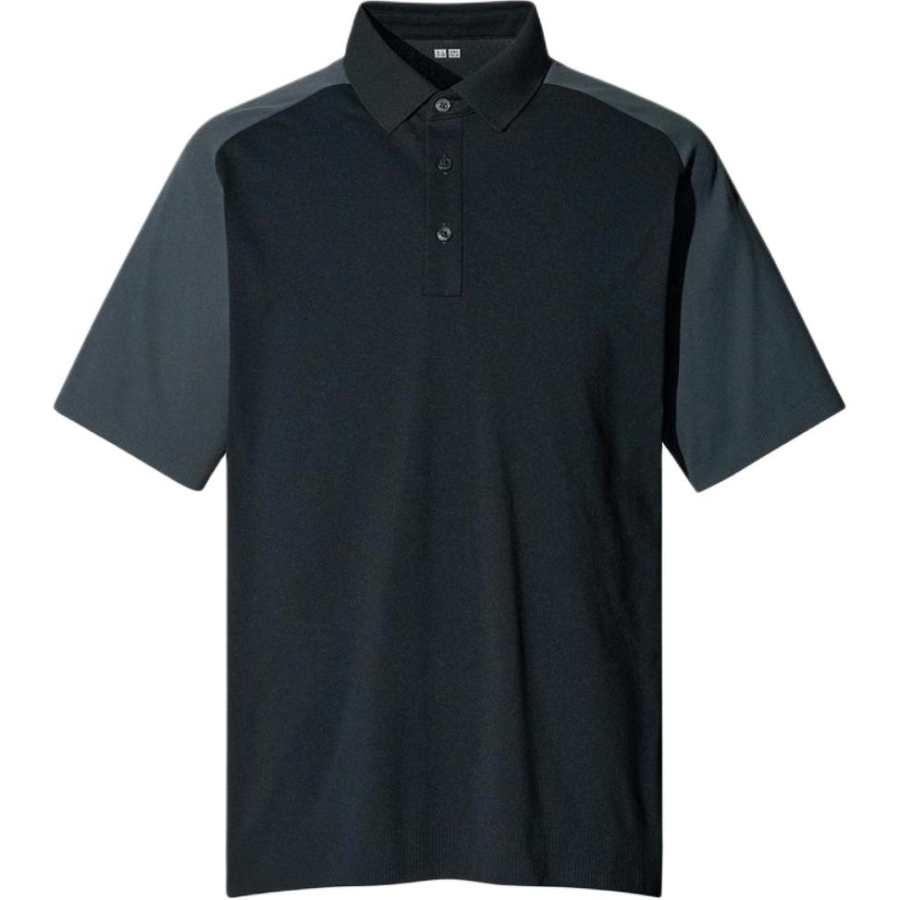 UNIQLO Polo Shirts Men's Black Polo Collar Moderate Straight Fit