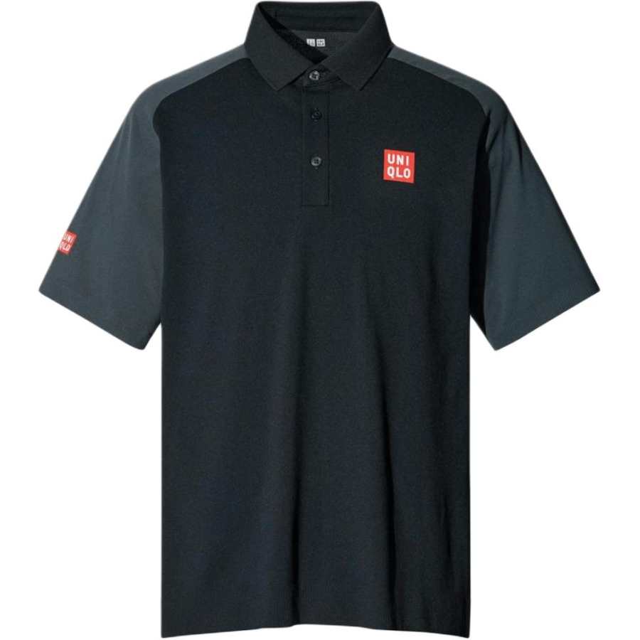 UNIQLO Polo Shirts Men's Black Polo Collar Moderate Straight Fit